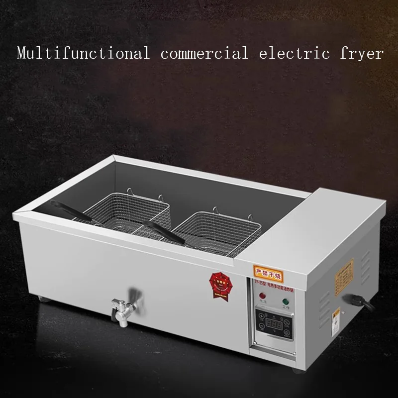 Household Double Cylinder Deep Fryer Electric French Fries Frying Machine 12L/25L Industrial Deep Fryer 5