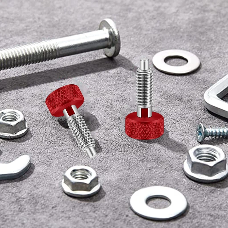 B62B-Red Hand Retractable Spring Plunger With Knurled Handle M6 Type Quick Release Pins For Rolling Toolbox