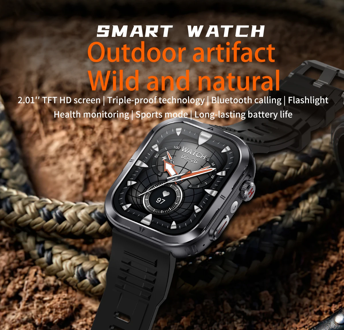 2026 Military T-Rex 3 Smart Watch Fitness Clock Men 360*360 AMOLED Screen 360mAh Battery LedFlashlight wireless call Smartwatchs 4