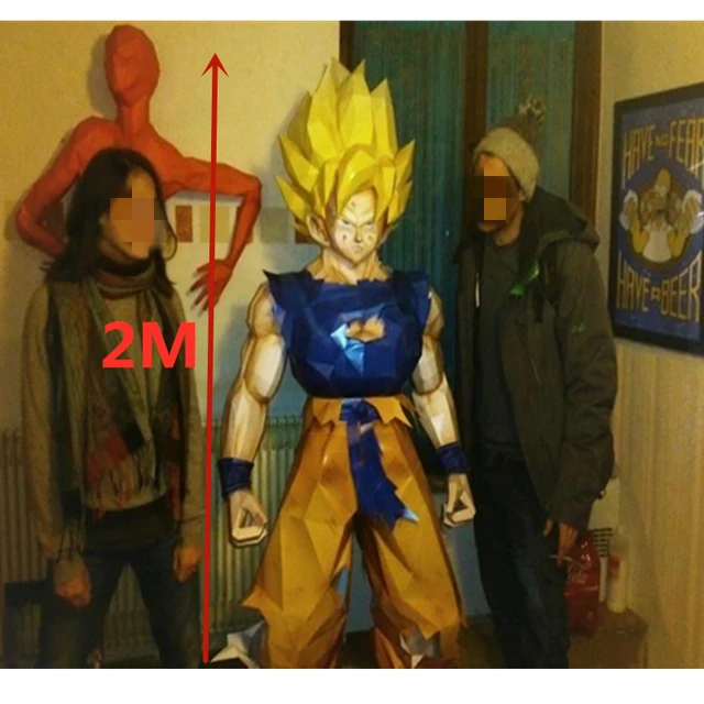 200cm Tall Paper Model 3D Puzzle Gok Vege Papercraft Dragon Bead DBZ Toys Collection Building Model Figurals DIY Building Blocks 2