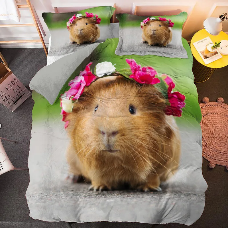 

Animal Guinea Pig Cute Mouse Bedding Set Boys Girls Twin Queen Size Duvet Cover Pillowcase Bed Kids Adult