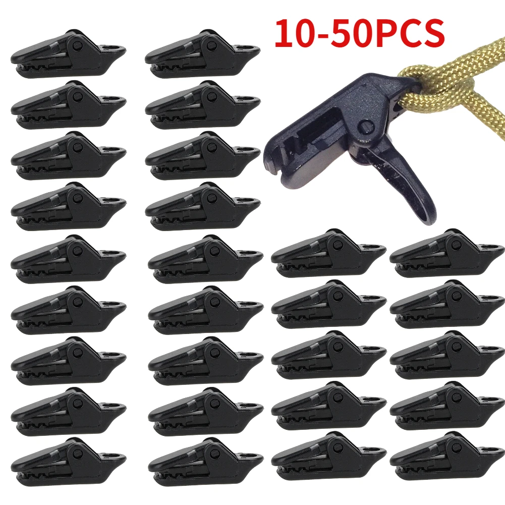 10-50pcs Tent Canopy Plastic Clips Double Hole Tent Rope Adjustable Buckle Curtain Alligator Clip For Outdoor Camping Hiking