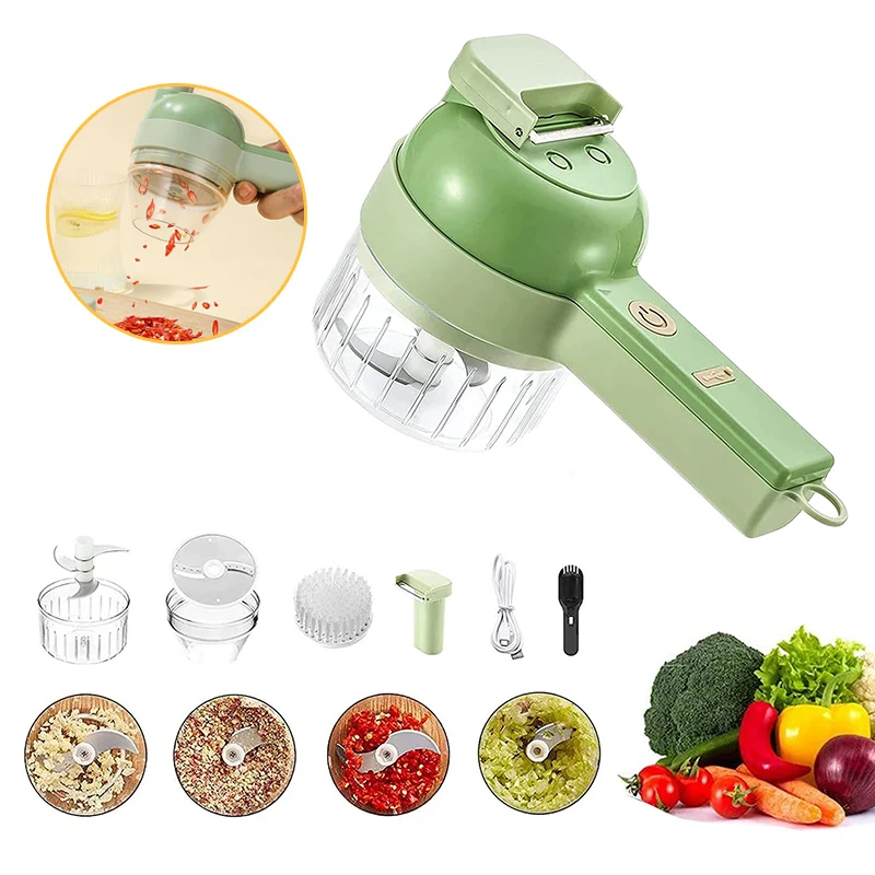 4 In1 Multifunctional Electric Vegetable Cutter Slicer Usb Charging