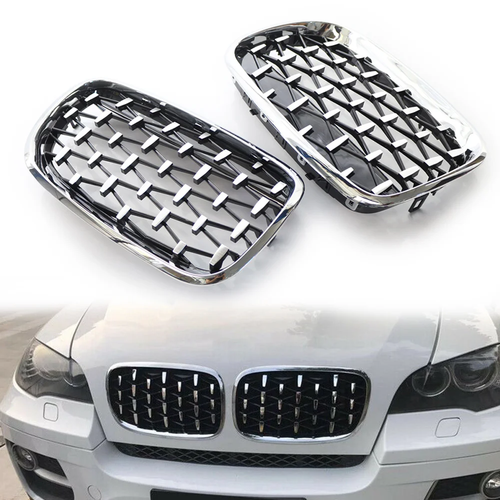 Diamond-Style-Chrome-Front-Kidney-Grille-Grill-Replacement-For-BMW-X5 ...