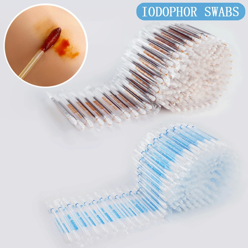 Disposable Iodine Cotton Swab Independent Packing Iodophor Swabs Sticks