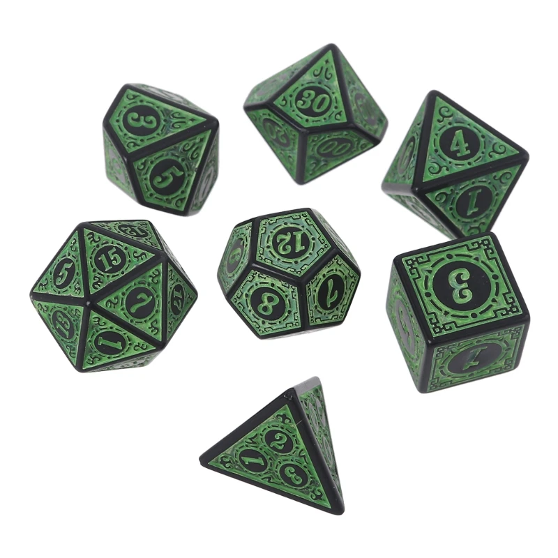 7Pcs/Pack Different Number of Faces Resin Dice Game Props Educational Toys with Box Children Multi-faceted Digital Dice