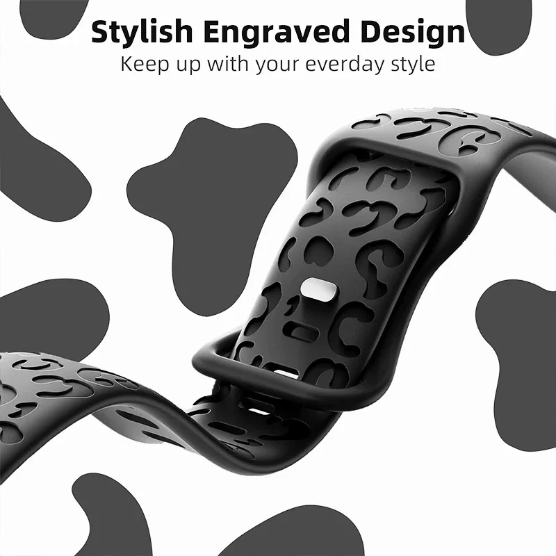 Leopard Engraved Silicone Sport Band - 20mm