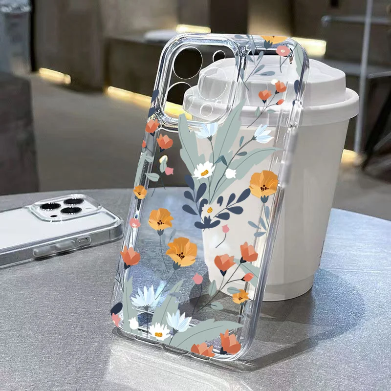 Clear Soft Transparent Floral Phone Case Cover