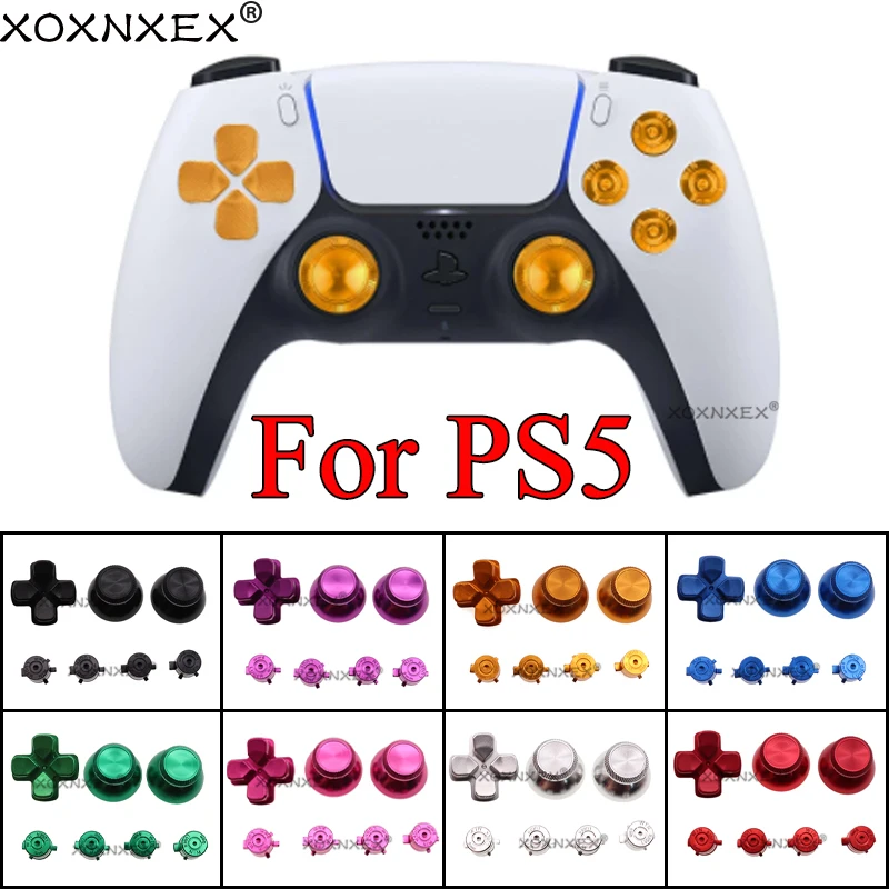 Xoxnxex 1Set Chiavi Di Direzione In Metallo D Pad In Alluminio Pulsanti Proiettile Abxy Per Ps5 Thumbstick Grip Caps Cover Per Controller Ps5