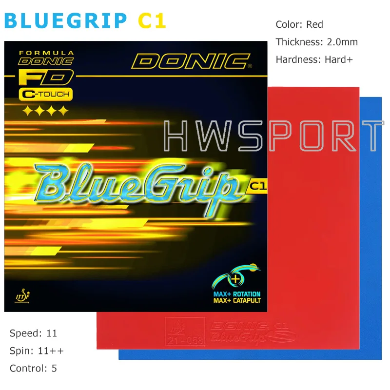 DONIC BLUEGRIP S1 S2 C1 C2 Tischtennis-Gummi, klebrig, voreingestellte interne Energie, Ping-Pong-Gummi mit Kuchenschwamm, hergestellt in Deutschland – Detail 5