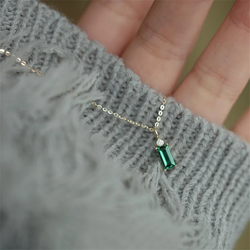 Gold Necklace Green Pendant | Green Jewelry Pendant Silver