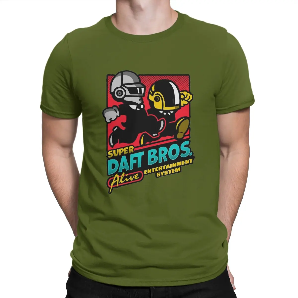 thumbnail image 1 of Camisetas Super Bros. de algodón para hombre, novedosas, con cuello redondo, de banda de producción electrónica, 1 of 7