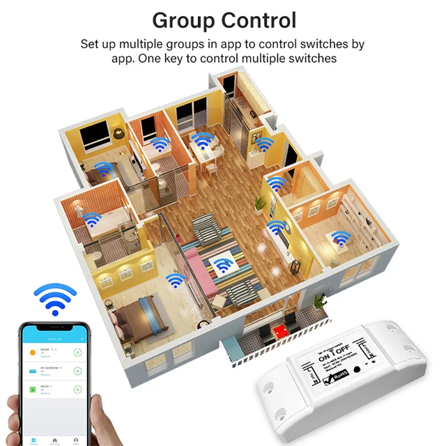 Tuya WiFi Smart Breaker Light Switch Mini DIY Home Universal APP Wireless Remote Control Module Works With Alexa Google Home 6