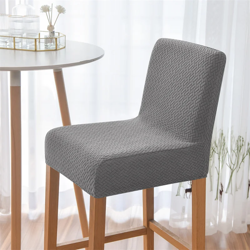 Short Back Bar Chair Cover T-shaped Jacquard Swivel Chair Cover Stretch Small Size Bar Stool Seat Covers for Hotel Banquet Dinin 6