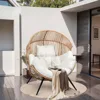 Egg Chair Wicker Outdoor Chairs, Oversized Patio Chair Oversized Lounger Chair with Cushion for Indoor Living Room, Bedroom, Ou 6