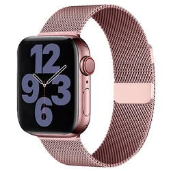 Elegant Milanese Loop Metal Strap for Apple Watch - Premium Stainless Steel Band (Pink)