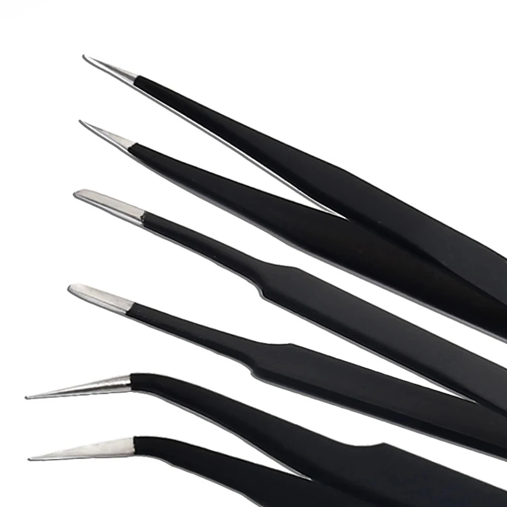 Tweezer Tool, Precision Tweezers, ESD Anti Static Tweezers, Phone Repair Tweezers 6pcs Anti-static ESD Stainless Steel Tweezers 1mm Maintenance Tools