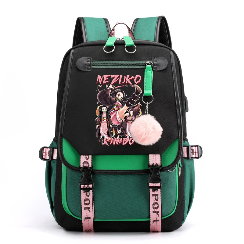 New Anime Women Backpacks Teenagers Girls Laptop Rucksack Student Shoulder School Bag Kamado Nezuko Kawaii Bagpack Mochila