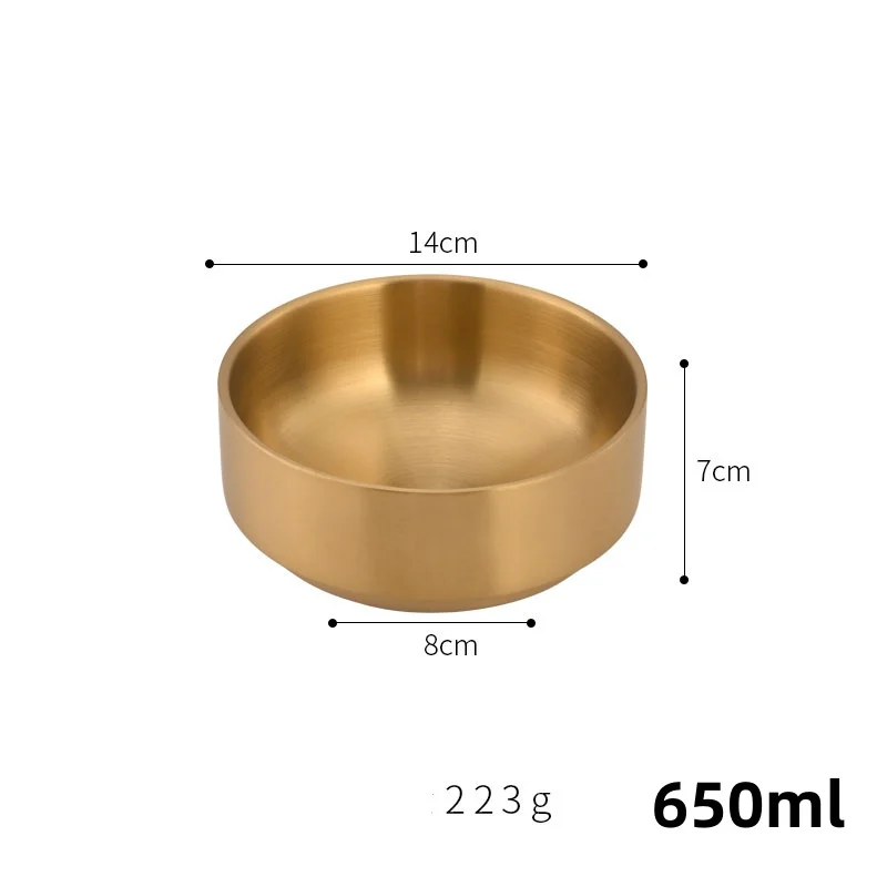 الكورية الفولاذ المقاوم للصدأ رامين وعاء الذهب طبق...