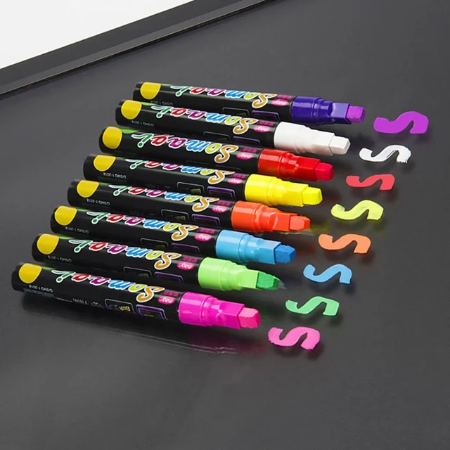 8pcs Craie Liquide Stylos Marqueurs pour Tableau Noir Verre