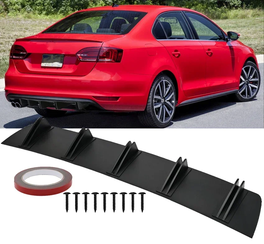 Kit 4 Protections Pare-chocs Arrière Voiture - Diffuseur Style Requin PVC Noir