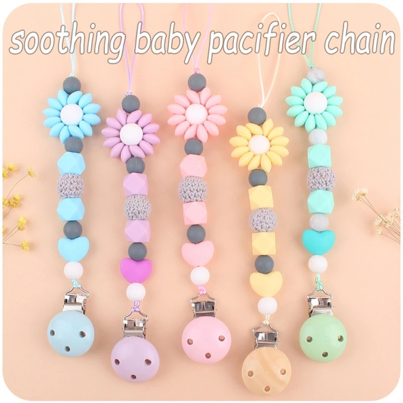 Handmade Silicone Pacifier Chains Safe Teething Chain Baby Teether Eco