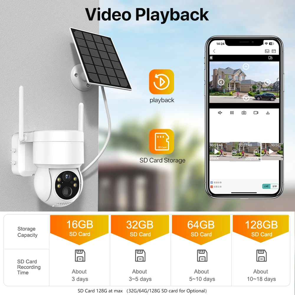 Cámara inalámbrica para exteriores, videocámara de videovigilancia con batería integrada, WiFi, 4MP, HD, Solar, IP, 1080P, bateria 7 Venta de cadena de bolas online Cámara inalámbrica para exteriores, videocámara de videovigilancia con batería integrada, WiFi, 4MP, HD, Solar, IP, 1080P, bateria - Imagen 5