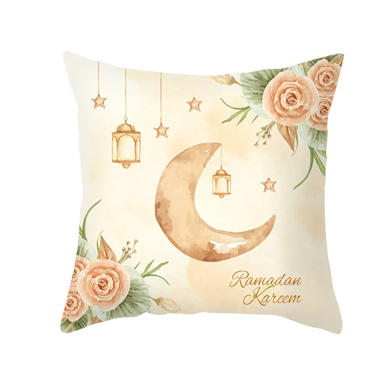 2023 Eid Mubarak Pillowcase Decor for Home Sofa Cushion Cover Islamic Ramadan Kareem Decoration Mosque Muslim Pillow Cover Gifts