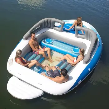 Thickened PVC Inflatable Floating Island – 6-Person Water Party Yacht Float Bed 1