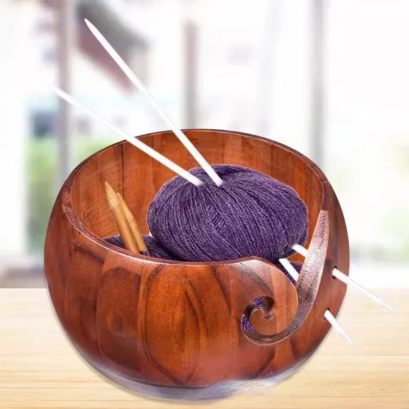 Fine-Wooden-Yarn-Storage-Bowl-Organizer-Knitted-Crochet-Wool-Storage ...