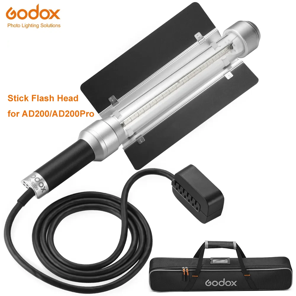 Godox Ad-S200 Stick Flash Head Per Ad200/Ad200Pro 200W Stick Flash Head Con Tubo Flash Trasparente A 360 ° Per Ritratti Di Gioielli