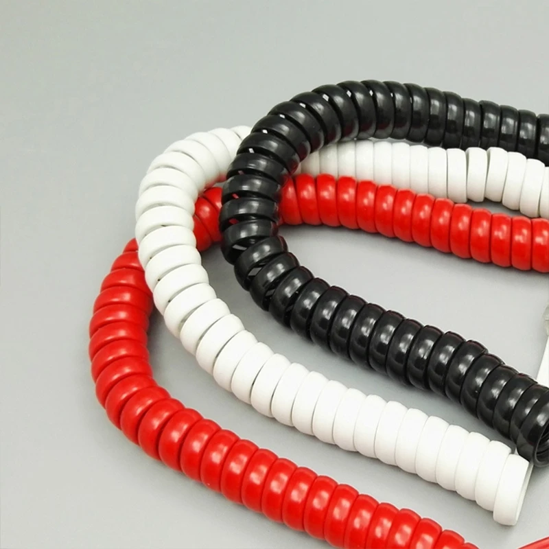 6FT Coiled Wire Telephone Handset Cable with RJ9 Connector