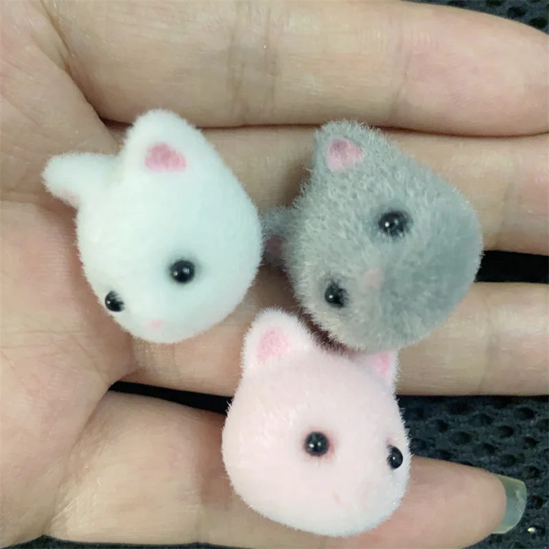 New style 30pcs/lot color flocking cartoon bears heads shape animals beads diy jewelry garment/keychain accessory