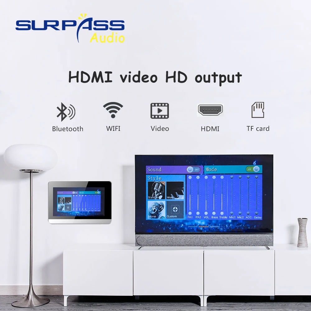 7inch Full Touch Screen Wired WIFI Network HD-MI Video Output Blue-tooth Smart Home Background Music System