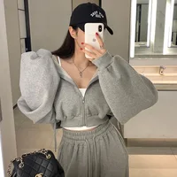 Survêtement à capuche pour femmes, sweat-shirt court à manches longues, vestes avec pantalon de sport à taille, ensemble 2 pièces, combinaisons de Fitness, automne 4