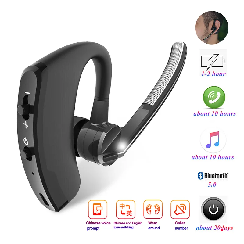 Enkele Digitale Display Draadloze Bluetooth Headset Algemene Zakelijke Ruisonderdrukking 5.0 Bluetooth Headset Met Microfoon Headset