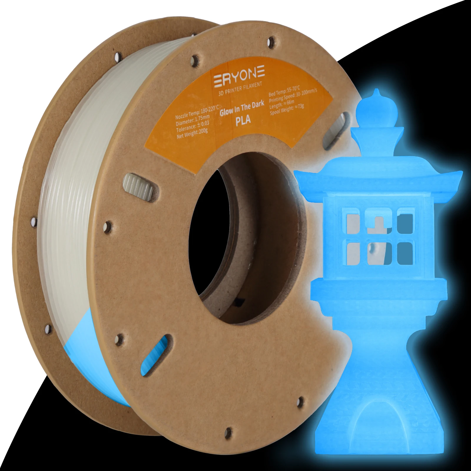 3D Printing Filament Eryone 250G Luminous PLA 1.75mm Glow In The Dark Plastic