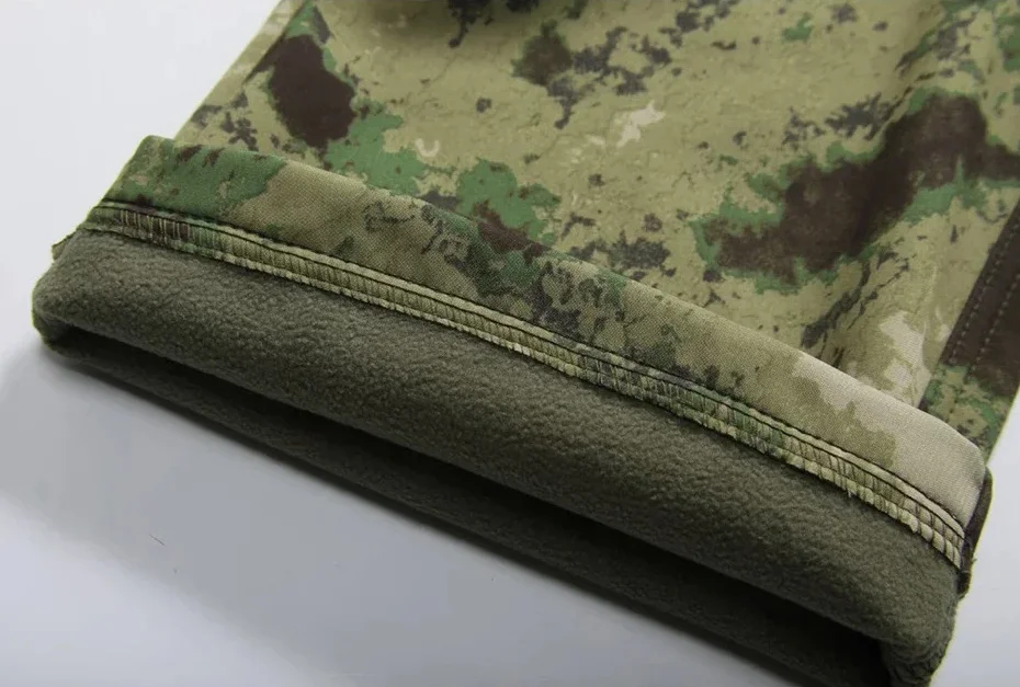 Trekking Fleece Softshell Pants Men Outdoor Tactical Climbing Skiing Hiking Fishing Hunting Waterproof Pants Camouflage Trousers