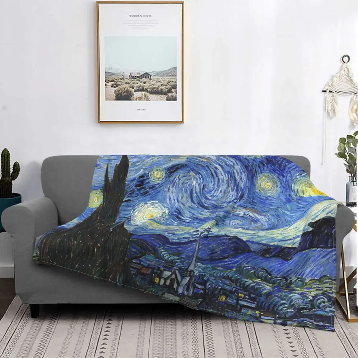 

Blanket The Starry Night by Vincent Van Gogh, Art Print Throw Blanket Lightweight Cozy for Sofa Chair Bed Office Adult Kids Gift