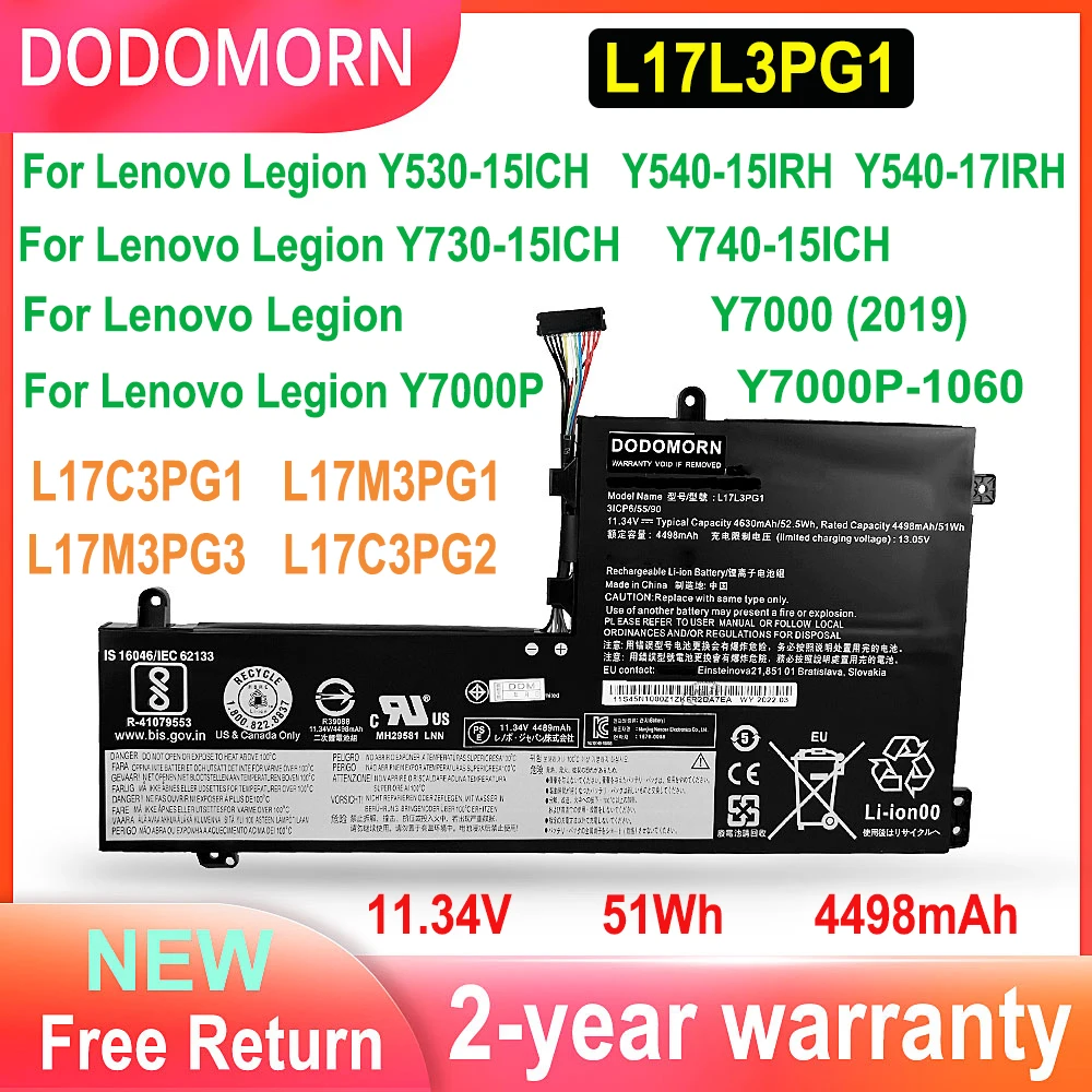 Bateria do portátil Lenovo Legion, L17L3PG1, Y530-15ICH,