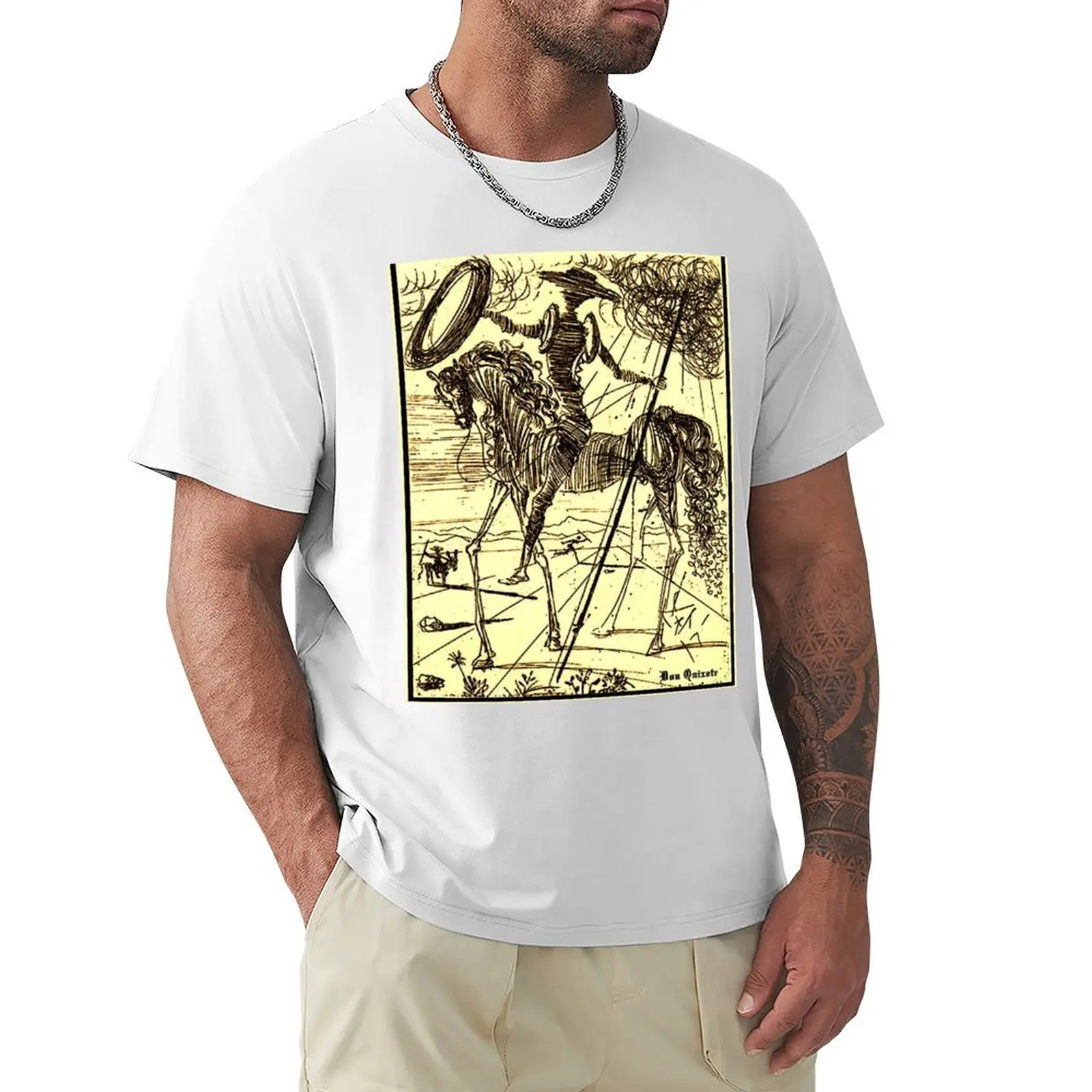 

Винтажная Футболка DON QUIXOTE с абстрактным принтом для мальчиков, белые и черные футболки для мужчин, хлопок