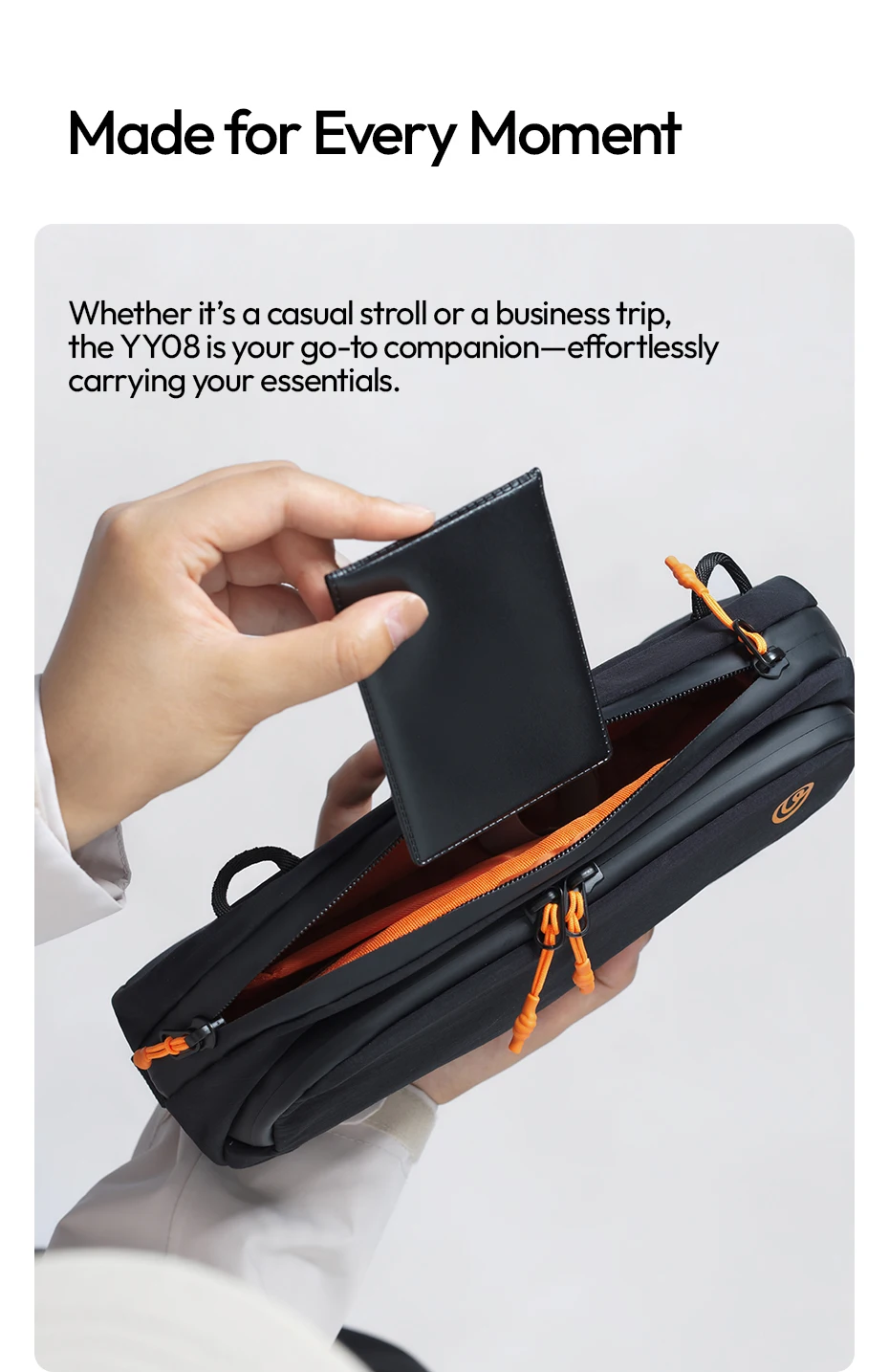 TechLite Sling Portable Cross-body Bag for Smartphone Mini Mic Action Camera for