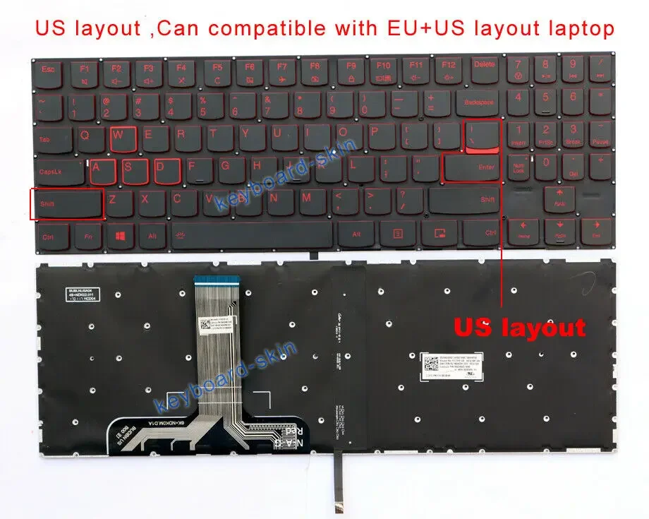 

New US backlit Keyboard no-frame for Lenovo Y520 Y720 R720 Y520-15IKB Y720-15IKB R720-15IKB 9Z.NDKBN.D01 V160420FS1-US PC5YB-US