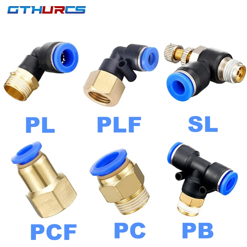 1pcs Pneumatic Air Connector Fitting Type Pc/pcf/pl/pb/sl 4mm 6mm 8mm