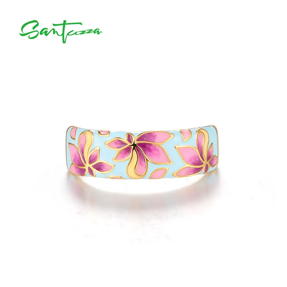 SANTUZZA Anelli in vero argento sterling 925 per le donne Elegante fiore smalto multicolore Regali per feste alla moda Gioielleria raffinata fatta a mano - immagine 2