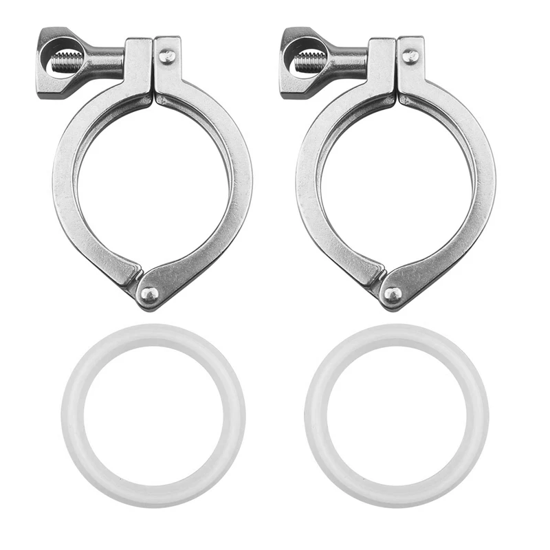2 Inch Tri-Clamp+Silicone Gasket ACAMPTAR 2Pcs Tri-Clamp Steel Single Pin Heavy Duty Tri Clamp with Wing Nut for Ferrule TC with 1 Pc Silicone Gasket