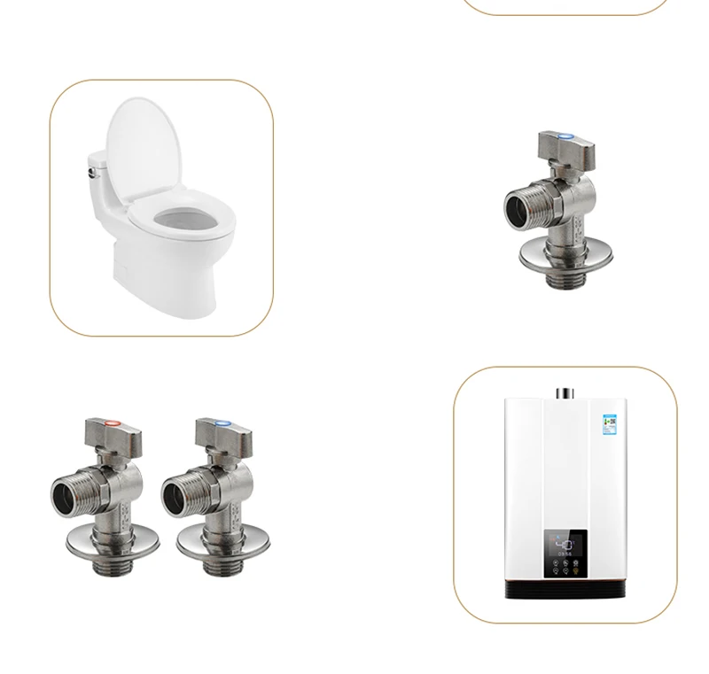 Description Picture 6 of itemStainless Steel Angle Valve Ball Core Large Flow Shower Diverter G1/2'' Toilet Stop Valve Water Heater Corner Faucet