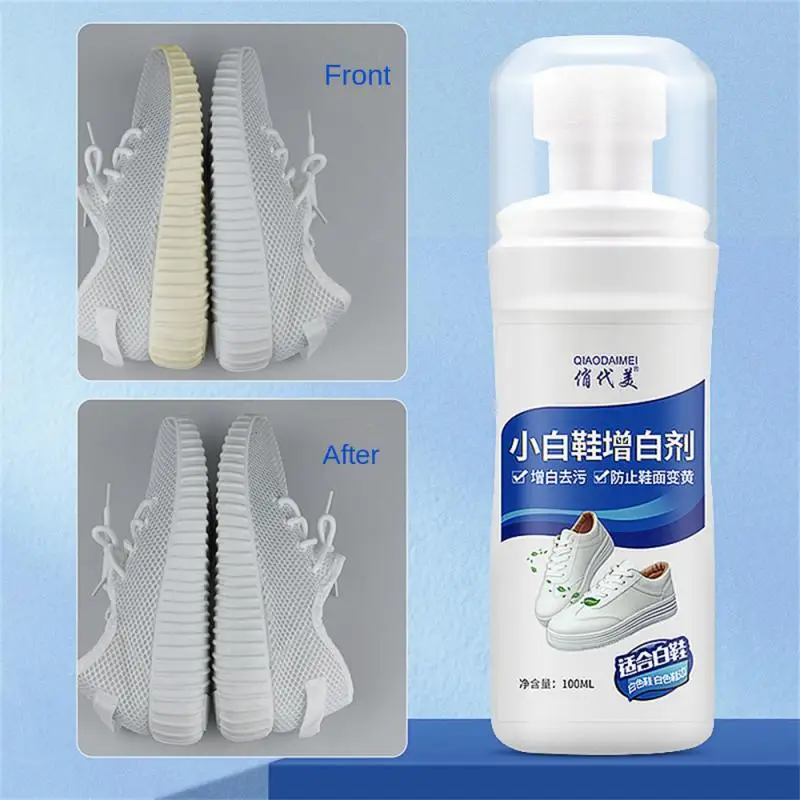 

100ml White Shoes Cleaner Strong Decontamination Whitening Agent Shoe Cleaning Brush Foam Cleaner For Sneaker Scrubbing Agent