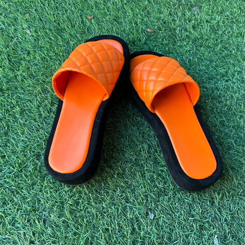 2023 Summer Wedges Slippers Women Shoes Peep Toe Slip on Mules Thick Bottom Designer Heels Black White Runway Lazy Shoes Female