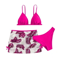 Bathing Suit Girls Kids Child Girls 3 Piece Swimsuits Bathing Suit Bikini Tops Underpants Print Skirt Toddler Girl Swim Suit 5t 3